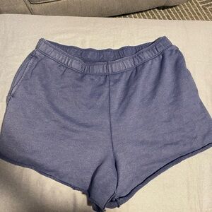 Aerie Fleece-Of-Mind high waisted lounge shorts in blue